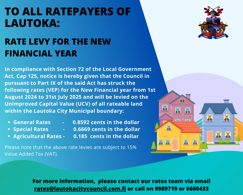 Rates Levy for the new Financila Year 2024 - 2025